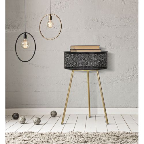 Table D'appoint Mf521, Métal, Noir, 40x40x65 Cm