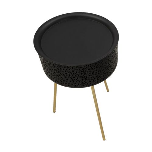 Table D'appoint Mf521, Métal, Noir, 40x40x65 Cm