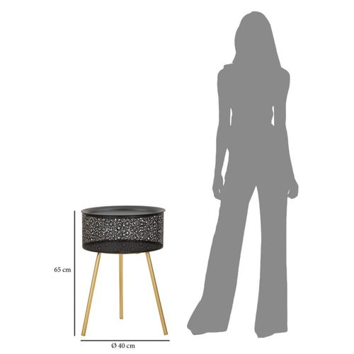 Table D'appoint Mf521, Métal, Noir, 40x40x65 Cm