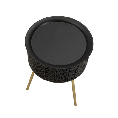Table D'appoint Mf523, Métal, Noir, 35x35x50 Cm