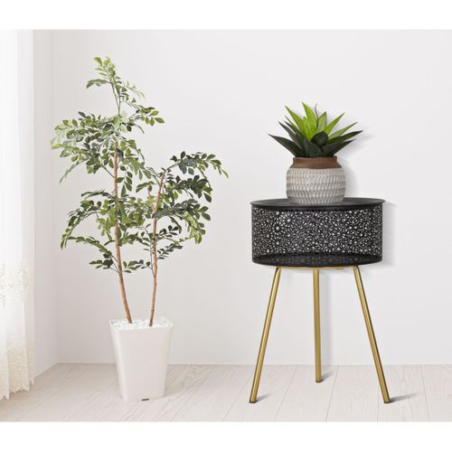 Table D'appoint Mf523, Métal, Noir, 35x35x50 Cm