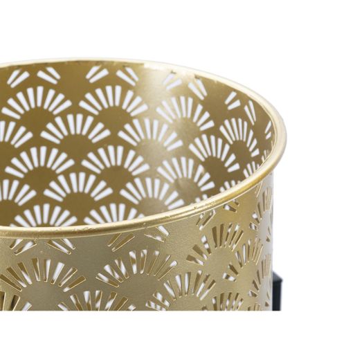 Lot De 2 Cache Pots Mf400, Métal, Or, 21x21x38 Cm