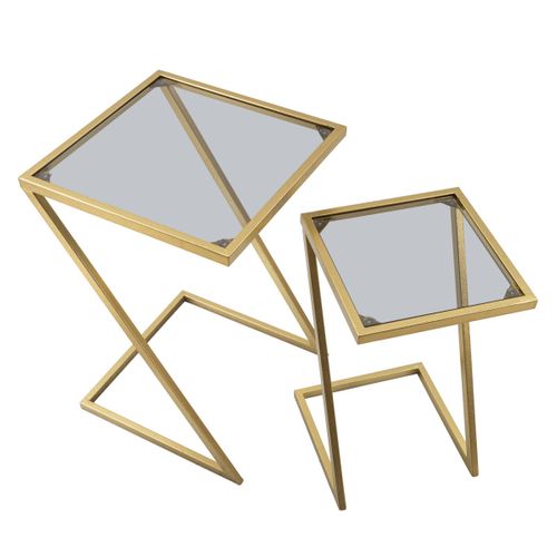 Table D'appoint Mf562, Métal, Or, 40x40x60 Cm