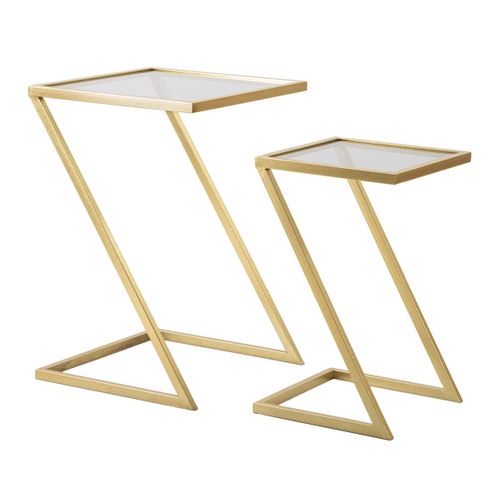 Table D'appoint Mf562, Métal, Or, 40x40x60 Cm