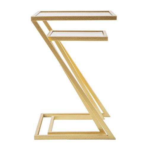 Table D'appoint Mf562, Métal, Or, 40x40x60 Cm