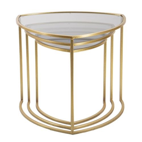 Table D'appoint Mf553, Métal, Or, 60x60x50 Cm