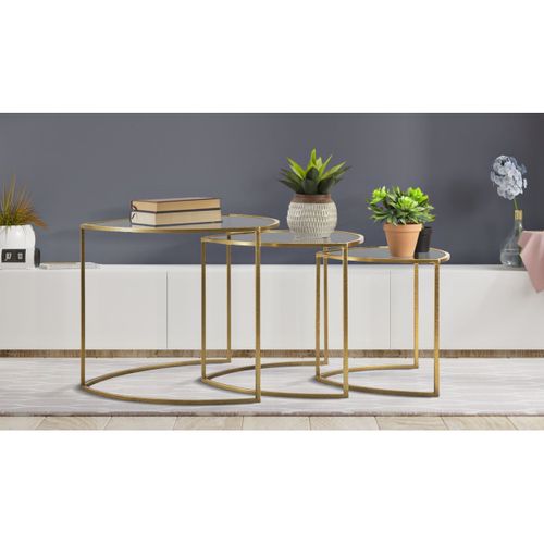 Table D'appoint Mf553, Métal, Or, 60x60x50 Cm