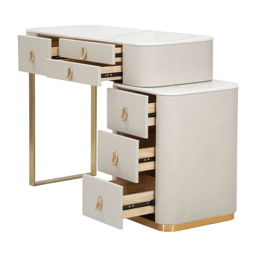 Coiffeuse Mf19, Bois, Beige, 120x40x75 Cm