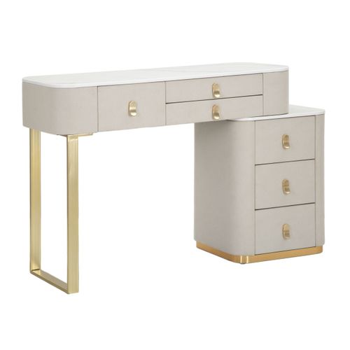 Coiffeuse Mf19, Bois, Beige, 120x40x75 Cm