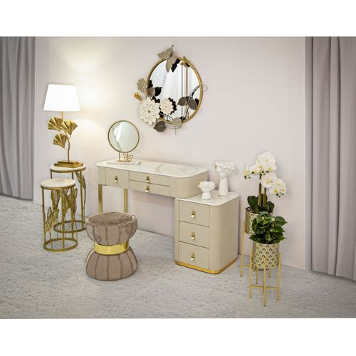 Coiffeuse Mf19, Bois, Beige, 120x40x75 Cm