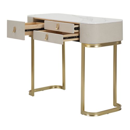 Table Console Mf604, Bois, Beige, 100x40x80 Cm