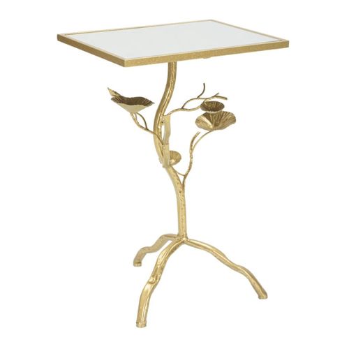 Table D'appoint Branche, Métal, Or, 40x30x60 Cm