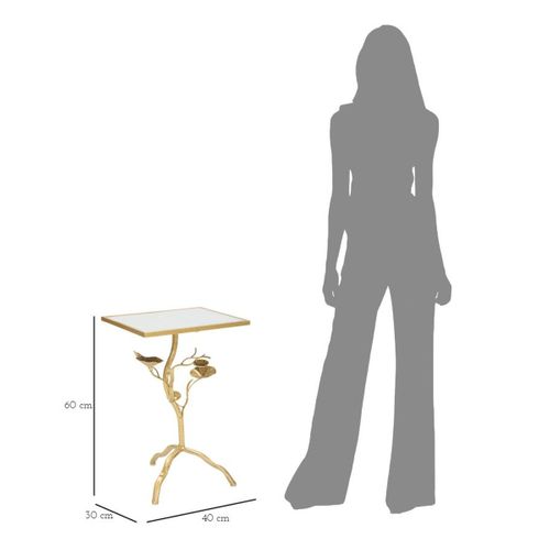 Table D'appoint Branche, Métal, Or, 40x30x60 Cm