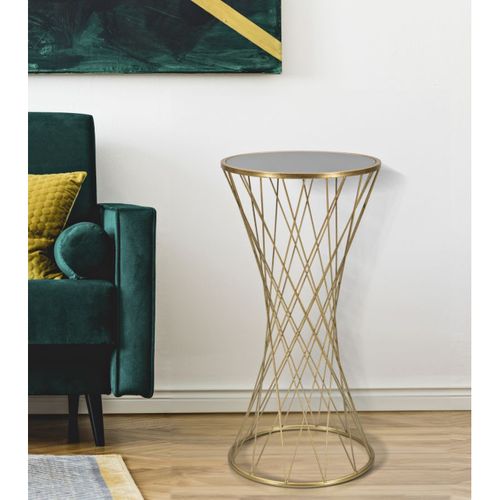 Table à Manger Mf589, Métal, Doré, 40x40x80 Cm