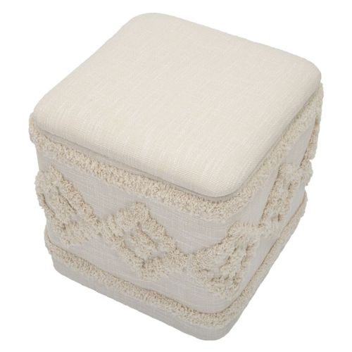 Pouf Mf361, Coton, Marron, 40x40x40 Cm