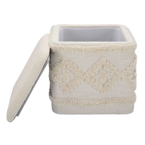 Pouf Mf361, Coton, Marron, 40x40x40 Cm