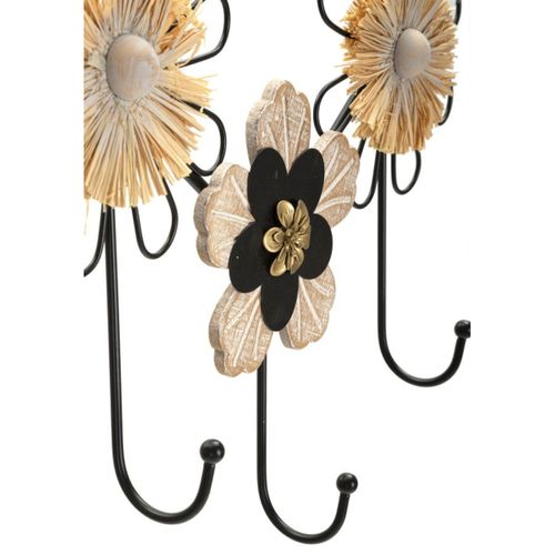 Porte-manteau Murale Fleurs 1, Métal, Marron, 61x5,5x30,5 Cm