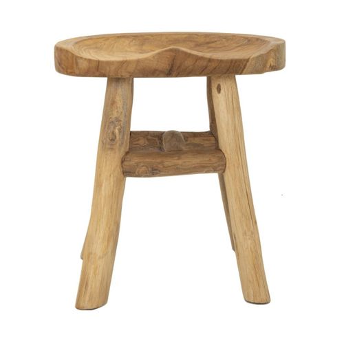 Tabouret Bas Natura 13, Bois, Marron, 40x32x42 Cm