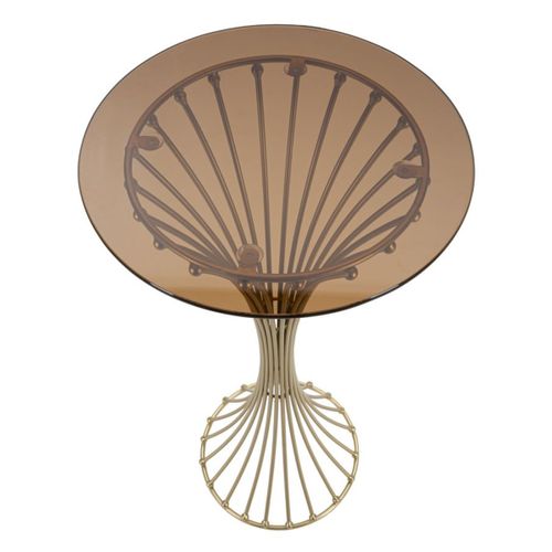 Table à Manger Mf599, Métal, Doré, 40x40x82 Cm