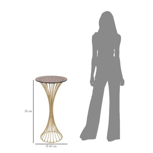 Table à Manger Mf599, Métal, Doré, 40x40x82 Cm