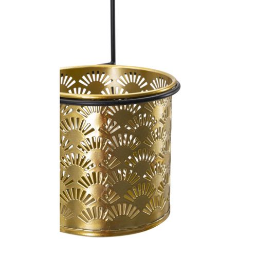 Cache Pot Mf687, Métal, Or, 14x14x37 Cm