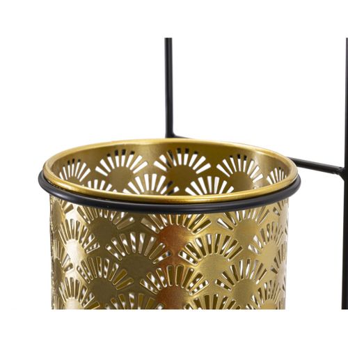 Cache Pot Mf687, Métal, Or, 14x14x37 Cm