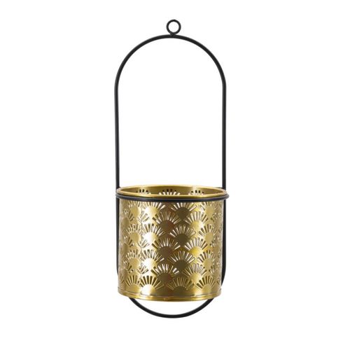 Cache Pot Mf687, Métal, Or, 14x14x37 Cm