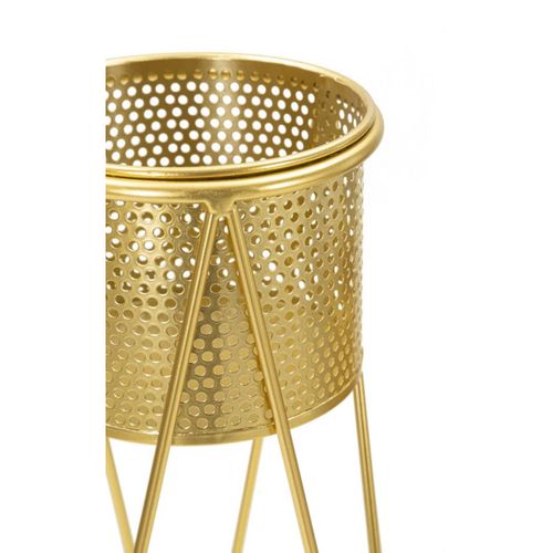 Lot De 2 Cache Pots Mf404, Métal, Or, 21x20x46 Cm