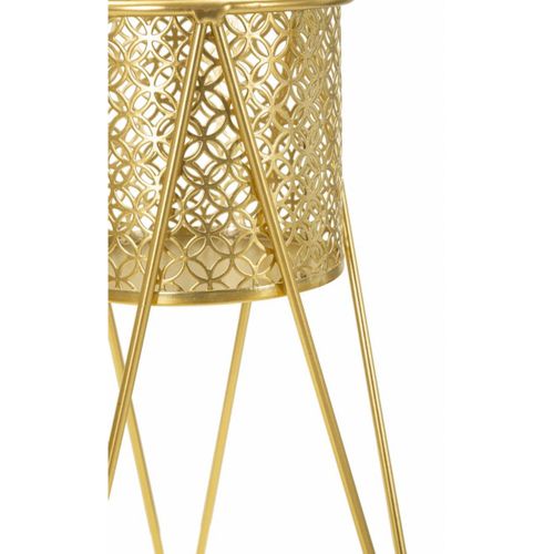 Lot De 2 Cache Pots Mf405, Métal, Or, 21x20x46 Cm