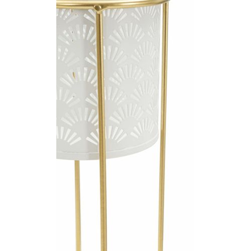 Lot De 2 Cache Pots Mf408, Métal, Blanc, 17x17x46 Cm