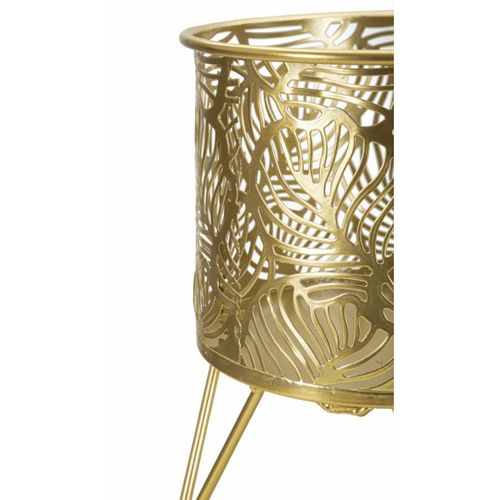 Lot De 2 Cache Pots Mf414, Métal, Or, 16x16x20 Cm