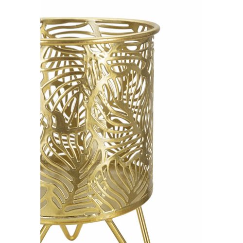 Lot De 2 Cache Pots Mf414, Métal, Or, 16x16x20 Cm