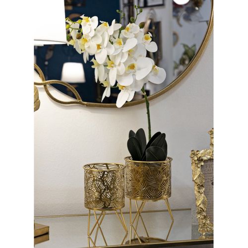 Lot De 2 Cache Pots Mf414, Métal, Or, 16x16x20 Cm