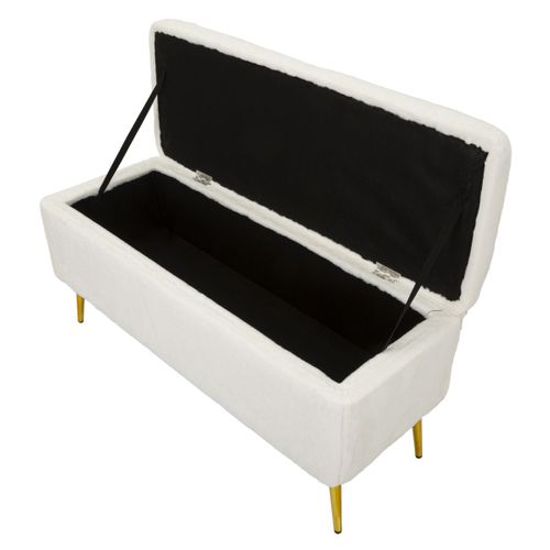Banc Avec Rangement Mf303, Bois, Blanc, 112x42x50 Cm
