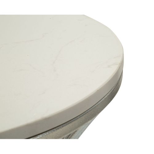 Table D'appoint Mf582, Marbre, Argent, 40x40x79 Cm