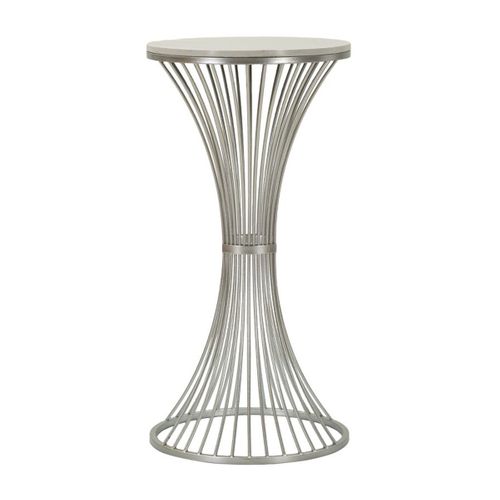 Table D'appoint Mf582, Marbre, Argent, 40x40x79 Cm