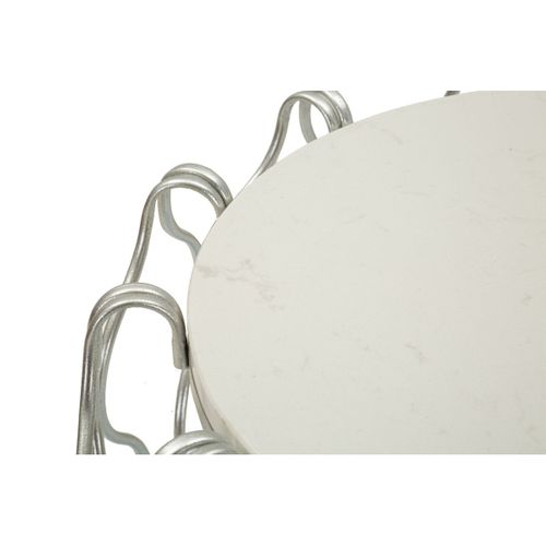 Table D'appoint Mf530, Marbre, Argent, 47,5x47,5x61,5 Cm