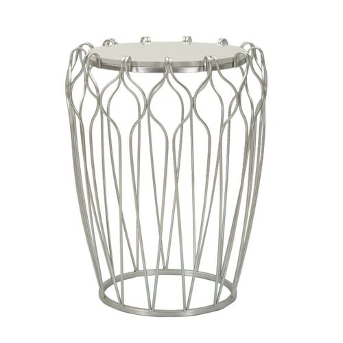Table D'appoint Mf530, Marbre, Argent, 47,5x47,5x61,5 Cm