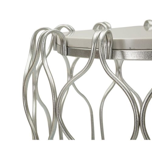 Table D'appoint Mf530, Marbre, Argent, 47,5x47,5x61,5 Cm
