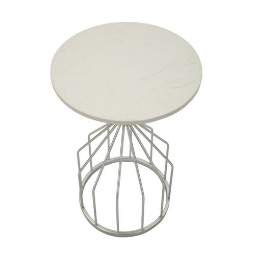 Table D'appoint Mf532, Marbre, Argent, 37,5x37,5x58 Cm