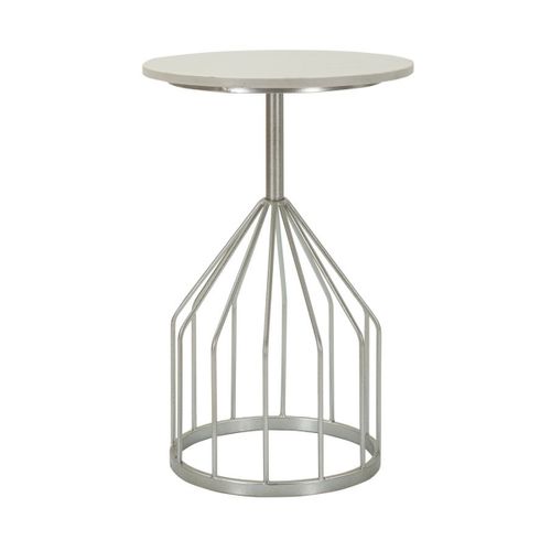 Table D'appoint Mf532, Marbre, Argent, 37,5x37,5x58 Cm