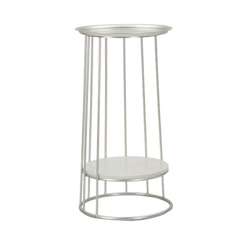 Table D'appoint Mf583, Marbre, Argent, 40x40x76 Cm