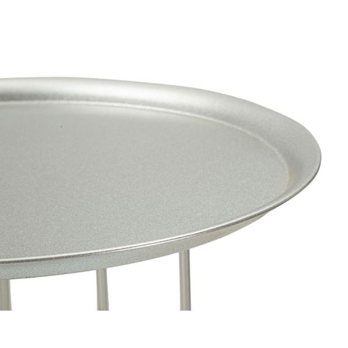 Table D'appoint Mf583, Marbre, Argent, 40x40x76 Cm