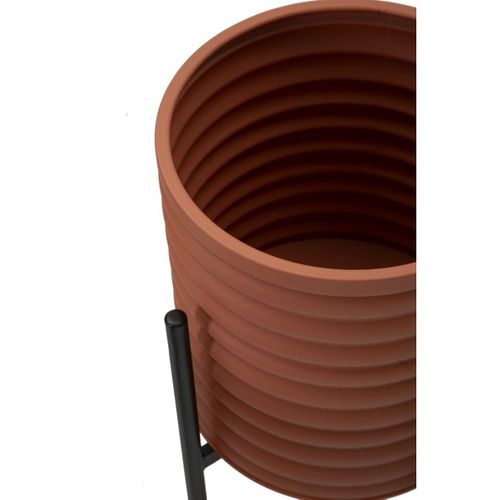 Lot De 3 Cache Pots Mf425, Métal, Rouge, 36x36x56,5 Cm