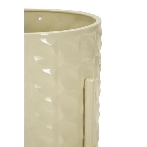 Lot De 3 Cache Pots Mf427, Métal, Beige, 36x36x56,5 Cm