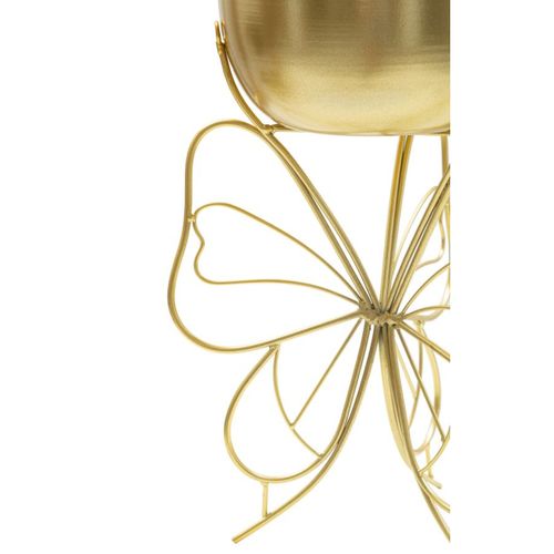 Cache Pot Papillon 5, Métal, Or, 22x22x40 Cm