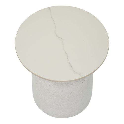 Table D'appoint Mf526, Métal, Blanc, 40x40x47 Cm