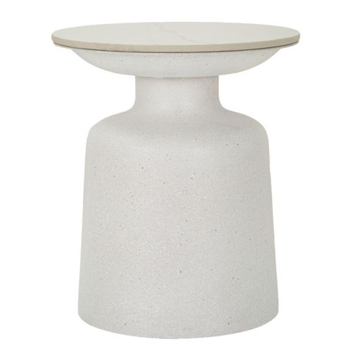 Table D'appoint Mf526, Métal, Blanc, 40x40x47 Cm