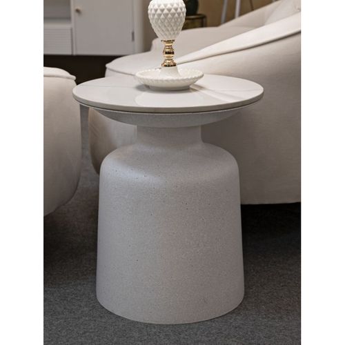 Table D'appoint Mf526, Métal, Blanc, 40x40x47 Cm
