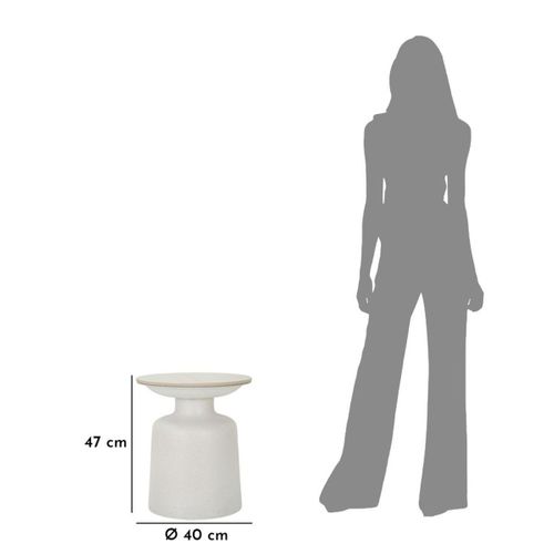 Table D'appoint Mf526, Métal, Blanc, 40x40x47 Cm